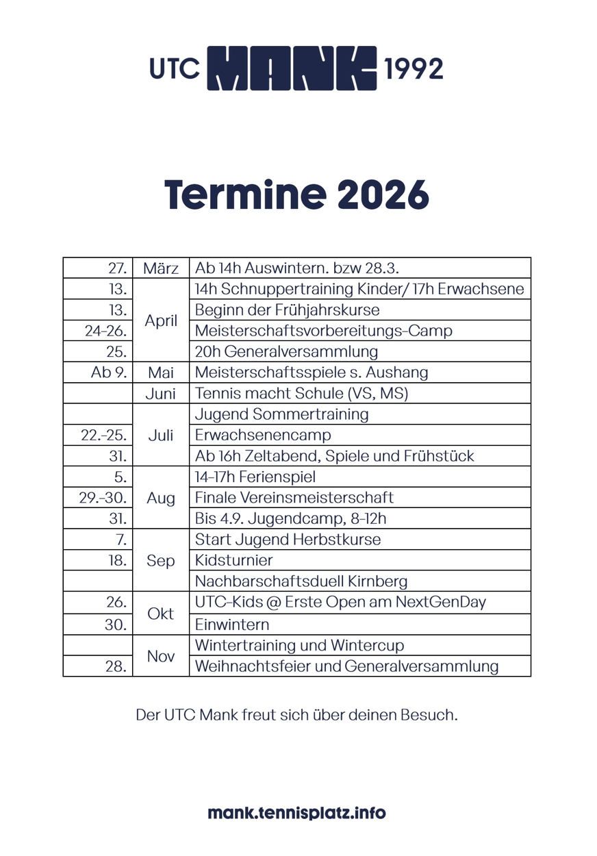 Tennis Boom und voller Veranstaltungskalender